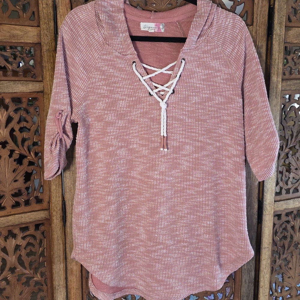 Signify Dusty Pink Lace-Up Top